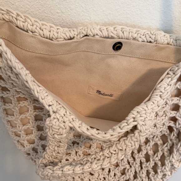 Madewell Handbags - Madewell Ivory Macramé Tote with Canvas Lining